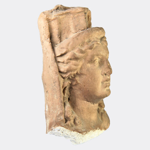 Greek Antiquities - Greek pottery head of the goddess Tyche